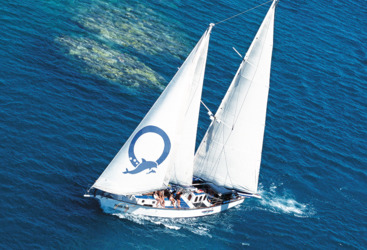 Cairns Charter Yachts - Aerial View of your yacht in Cairns on the Great Barrier Reef