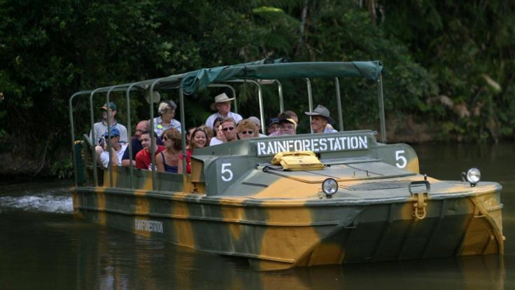 Guided informative tours of the Kuranda rainforest in the WWII army duck