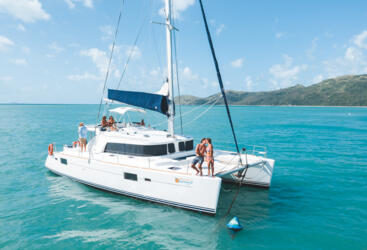 Aerial view of luxury private charter yachts in the Whitsundays - Specialising in Couples only sailing tours 