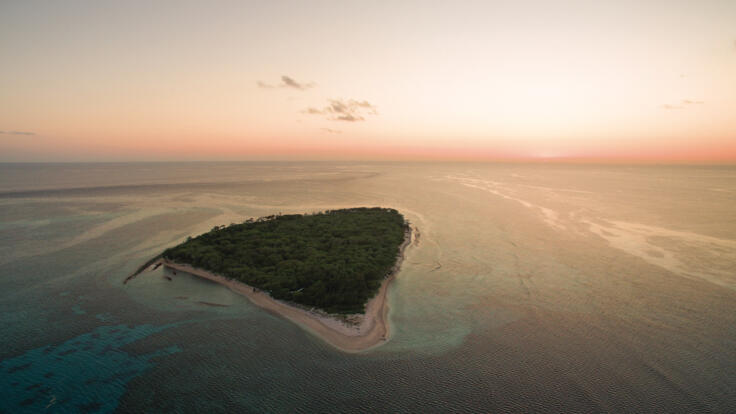 Sunset over Lady Musgrave Island on the Southern Great Barrier Reef