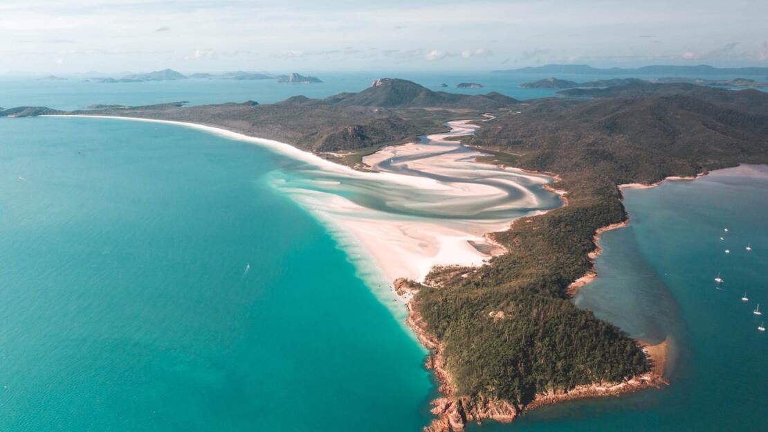 Aerial Views - Hill Inlet Whitehaven Beach Swirling Sands