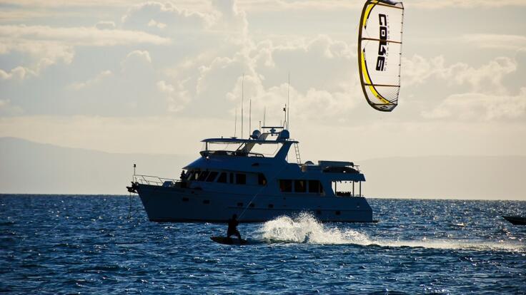 Luxury Yacht Charter Cairns - Kite Surfing on the Great Barrier Reef