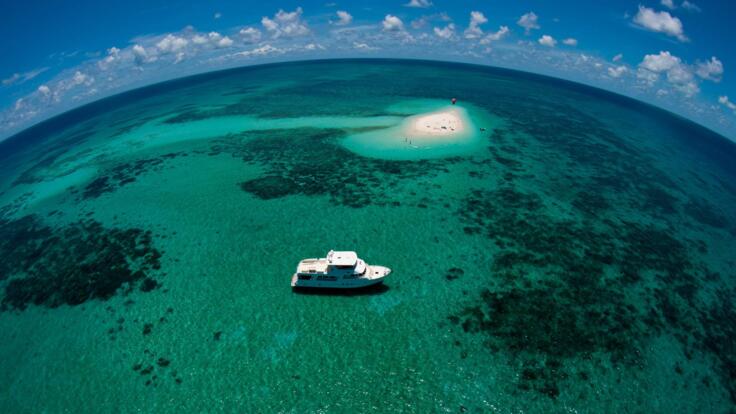 Great Barrier Reef Yacht Charters - Aerial View of Luxury Yacht 