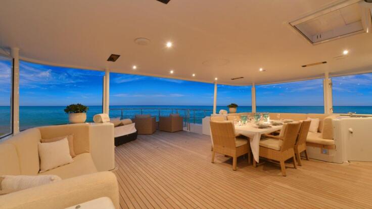 Multiple Entertainment areas over four spacious decks - Luxury Yacht Charters Port Douglas