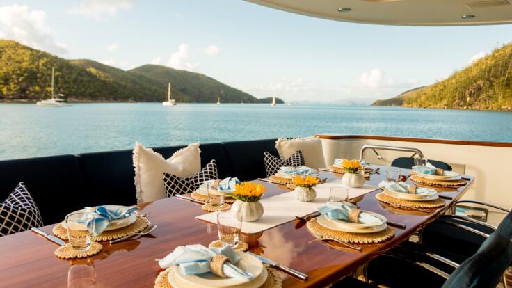 Luxury Yacht Charters Whitsundays - Aft Dining