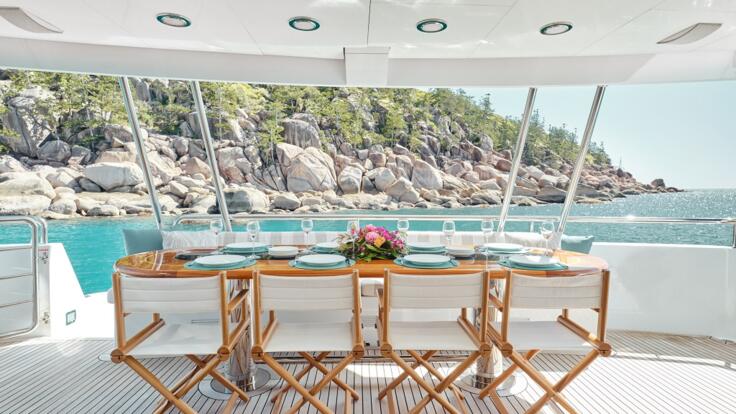 Magnetic Island Luxury Yacht Charters - Aft Dining
