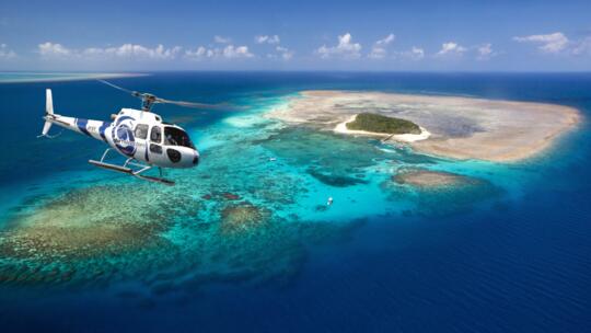 Cairns Helicopter Flights & Reef Combo - Green Island aerial view from helicopter scenic flight
