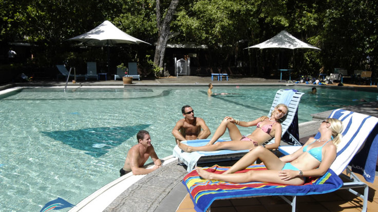 Cairns Combo Package Tours - Relaxing by the swimming pool, Green Island - Great Barrier Reef
