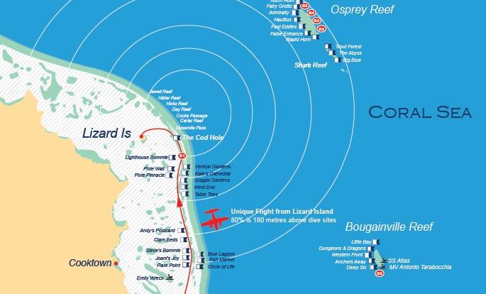 Cairns Liveaboard Dive Tours - 4 Night dive Map