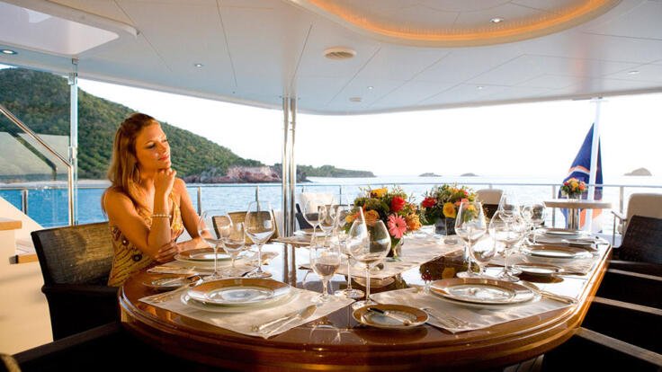 Whitsunday Luxury Yacht Charters - Aft Deck Dining Area