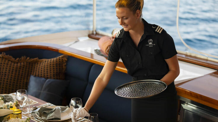 Attentive service onboard yacht charters Great Barrier Reef, Qld
