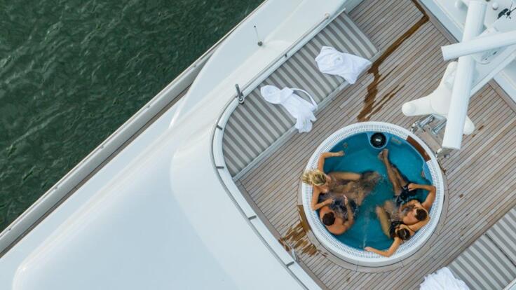 Relax in onboard Jacuzzi - Luxury Yacht Charters - Pleiades 11