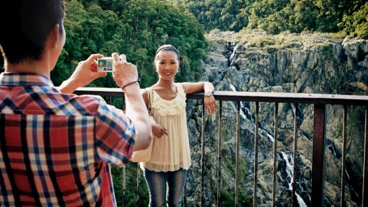 Kuranda Tours - Barron Gorge backdrop selfie spot on Kuranda tour