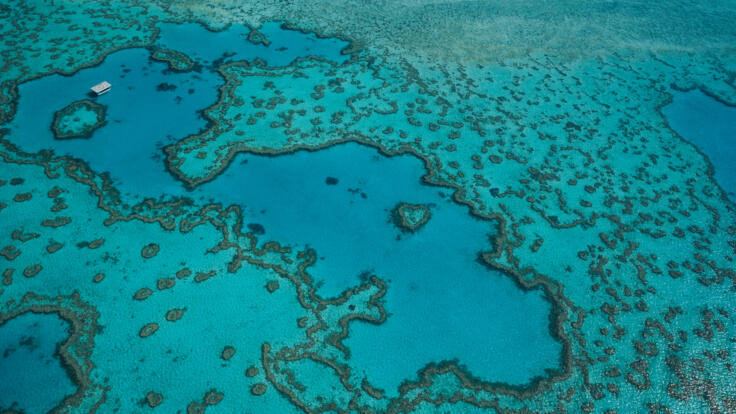 Luxury Yacht Charters - Aerial View of Great Barrier Reef Whitsunday Islands 