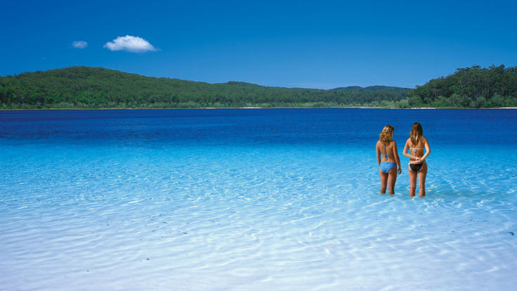 Get a stunning picture in the water of Lake McKenzie, Fraser Island