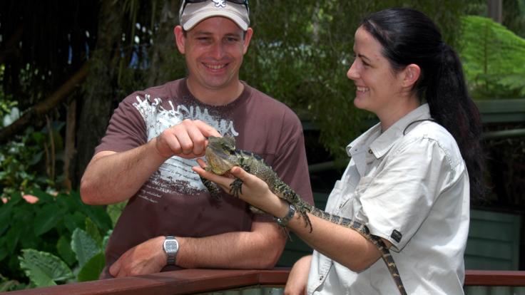 Kuranda Tours - Native Australian animals - pat a baby crocodile at Kuranda Rainofrestation Nature Park