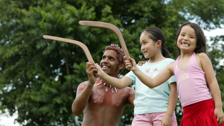 Boomerang throwing at Tjapukai Aboriginal cultural park Cairns