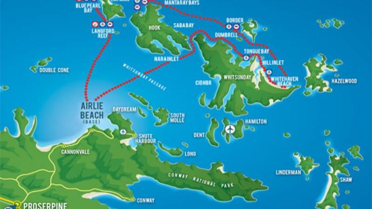 Charter Boat Map | Whitehaven Beach Snorkelling Day Tour