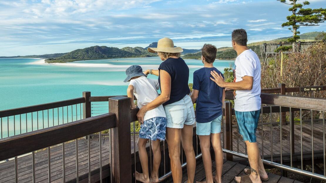 Family at Hill Inlet lookout. Whitsundays